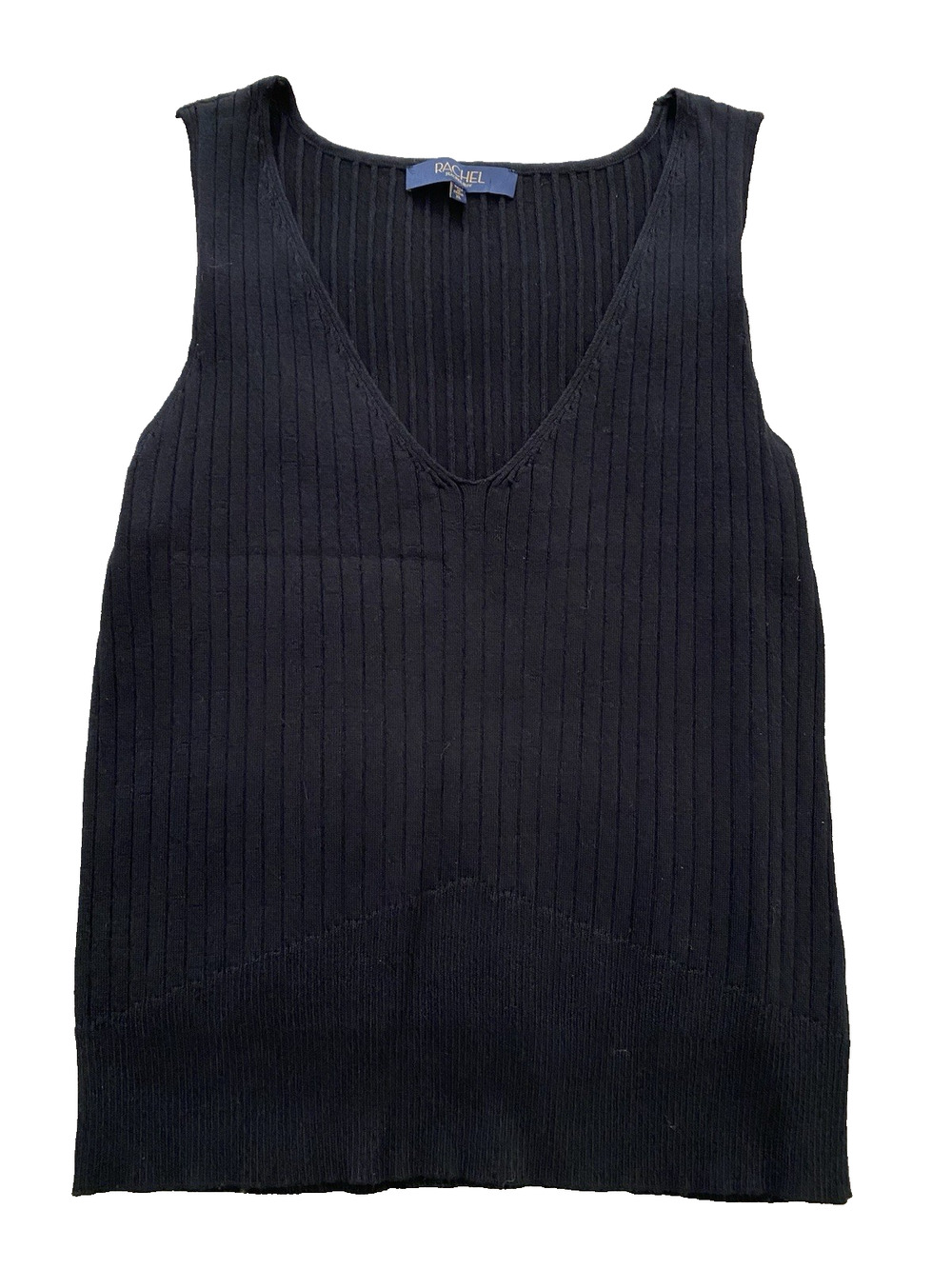 Rachel Roy Womens Black Ribbed Sweater Vest Size XL Whimsigoth Preppy Academia